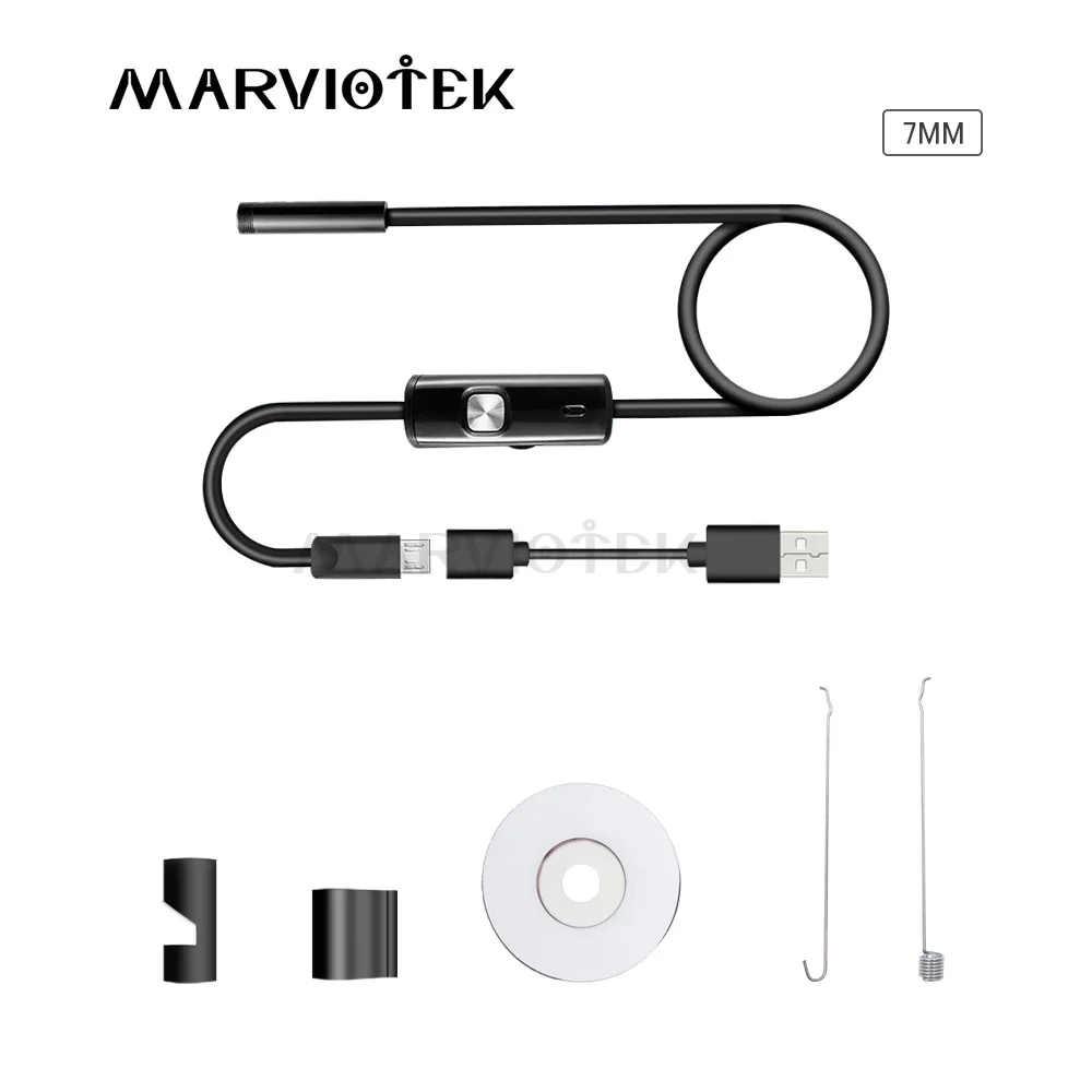 USB эндоскоп MARVIOTEK 7 мм водонепроницаемый с кабелем|Камеры видеонаблюдения| |