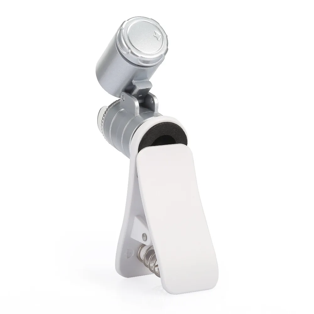 2017 New Arrival Latest Fancy 60x Universal Clip-type LED Cellphone Microscope Loupe Jeweler Antique Evaluating Magnifier Gift |