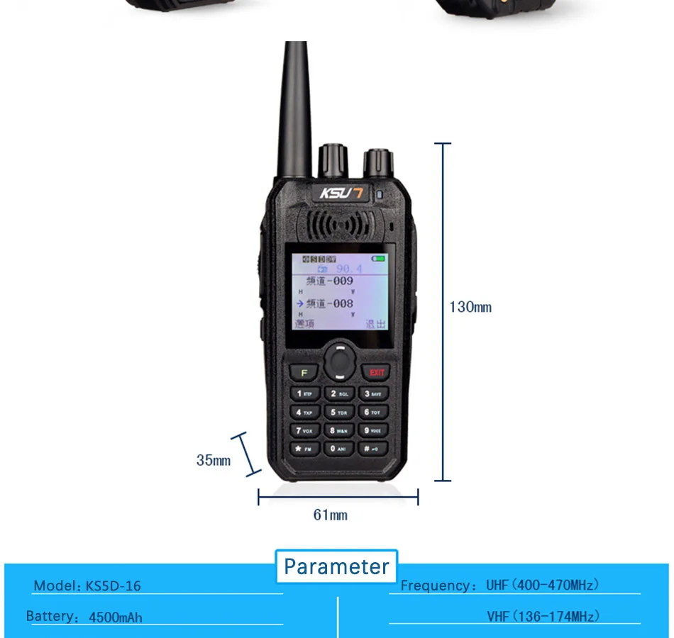 KSUN KSX5D-16 новейший дизайн 1800 мАч литий-ионный 5 Вт двухдиапазонный ручной домофон рация