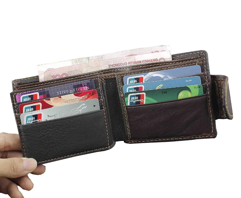 Мужской Байкерский винтажный кошелек из искусственной кожи на молнии с