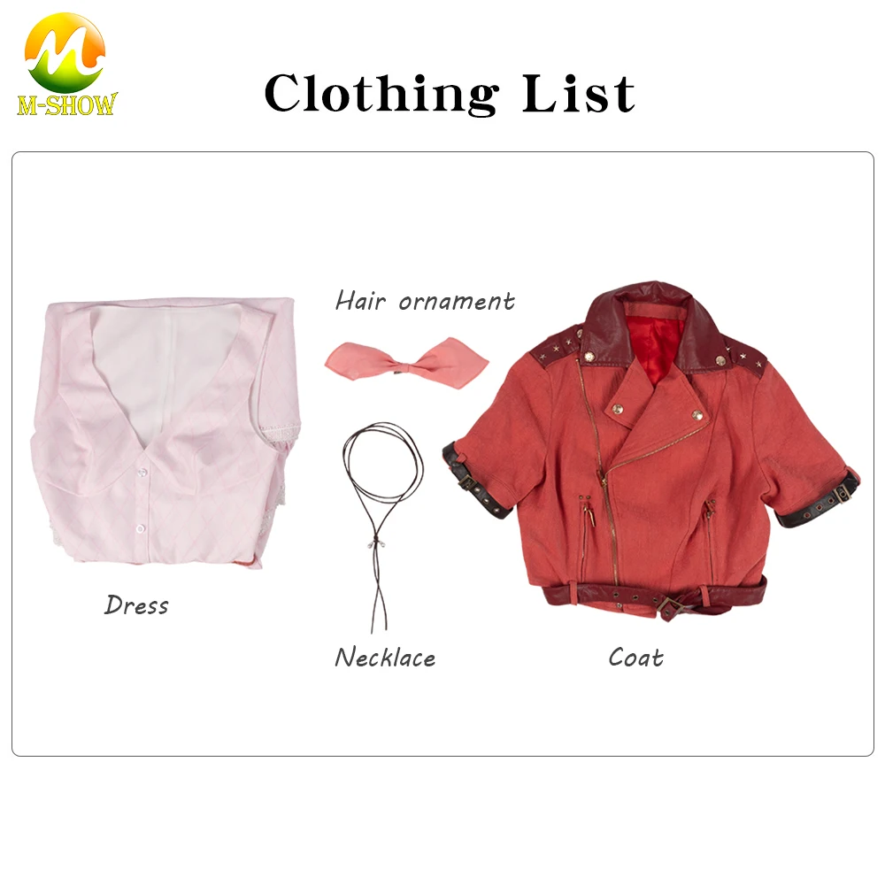 Костюм для косплея куртка и платье Хэллоуина женщин финальная фантазия VII FF7