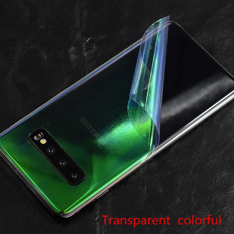 Transparent colorful NOTOW Прочный 3D Анти-отпечатков пальцев углеродного волокна наклейки на заднюю панель Защитная пленка для экрана для samsung S10/S10Plus/s10E/S9/s9plus/s8/s8 - Цвет: Transparent colorful