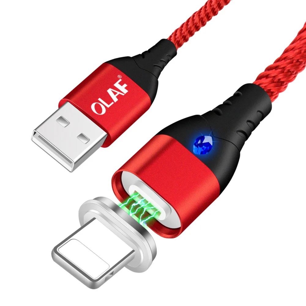 Red Apple Cable Олаф 3A Магнитный кабель для iPhone Micro usb type-C кабель адаптер Быстрая зарядка кабель для samsung xiaomi LG кабель для мобильного телефона 2 м - Цвет: Red Apple Cable