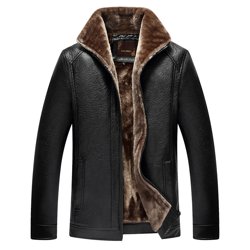 Мужская кожаная куртка теплая из искусственной кожи новинка 2018|sheepskin coat for men|jacket