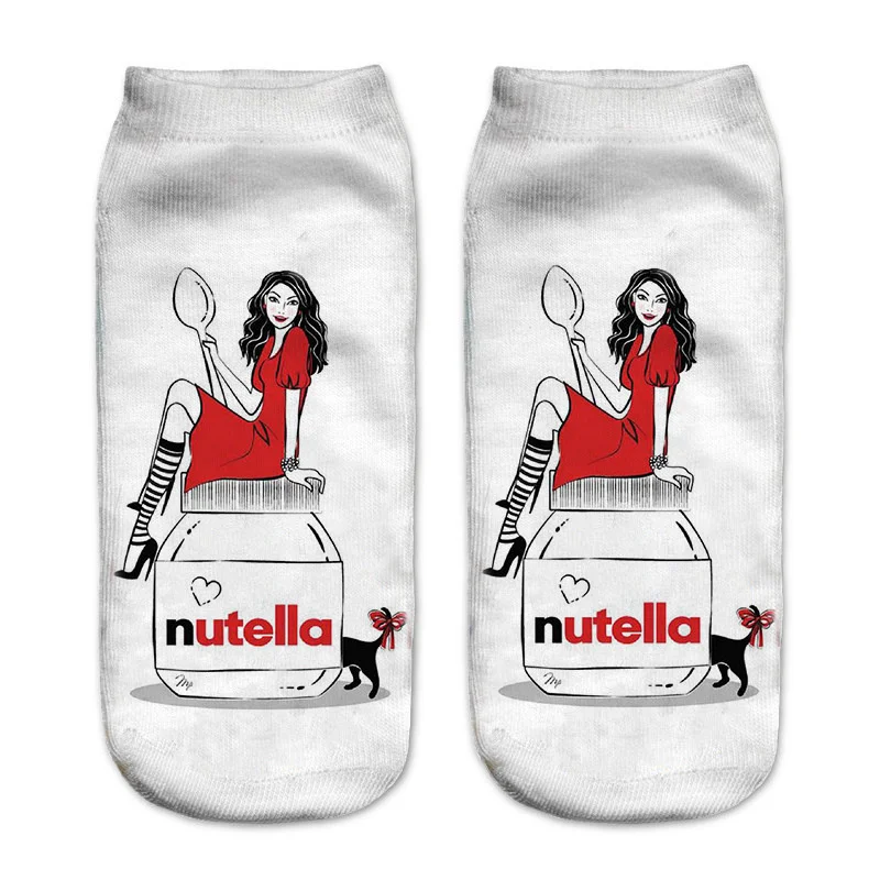 Забавные женские носки Dreamlikelin с 3D принтом Nutella пончики конфетные Harajuku до
