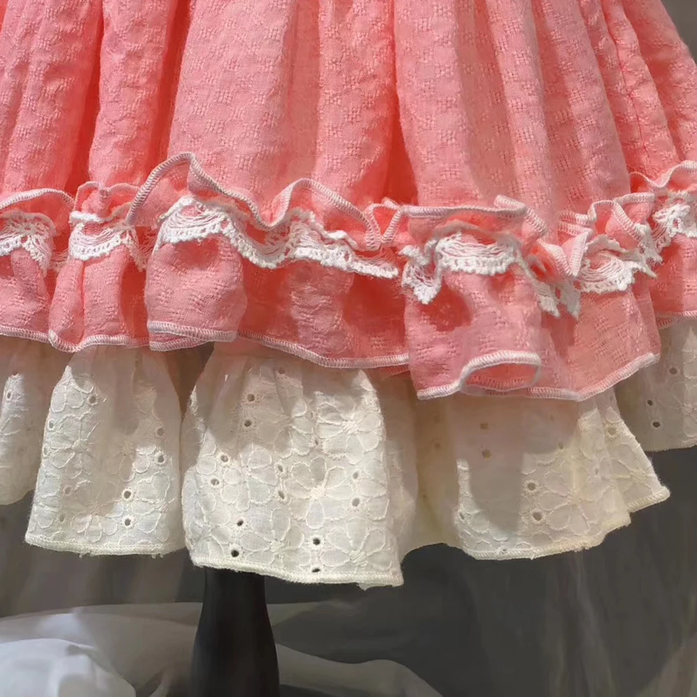 Розовые кружевные Детские платья для причастия девочек сетчатые вечерние с