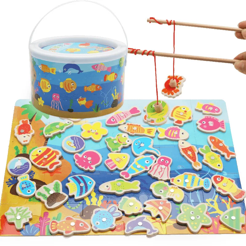 

Magnet Fishing Toys Wooden Magnetic Fishing Game Early Educational Toys for Children