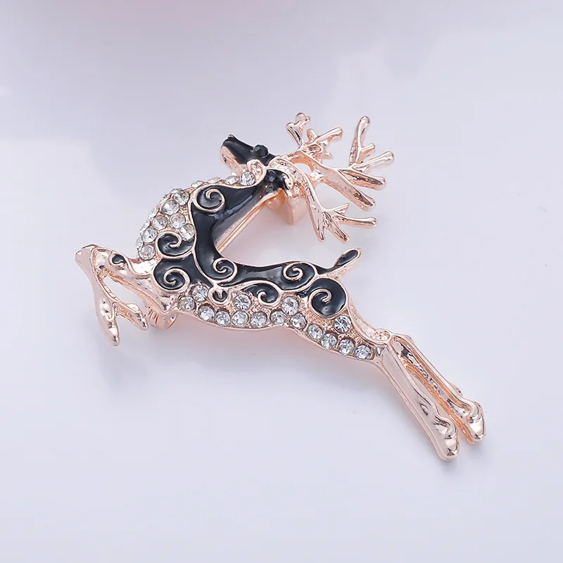 Роскошные брендовые эмалированные булавки беговые Броши с оленями со стразами и