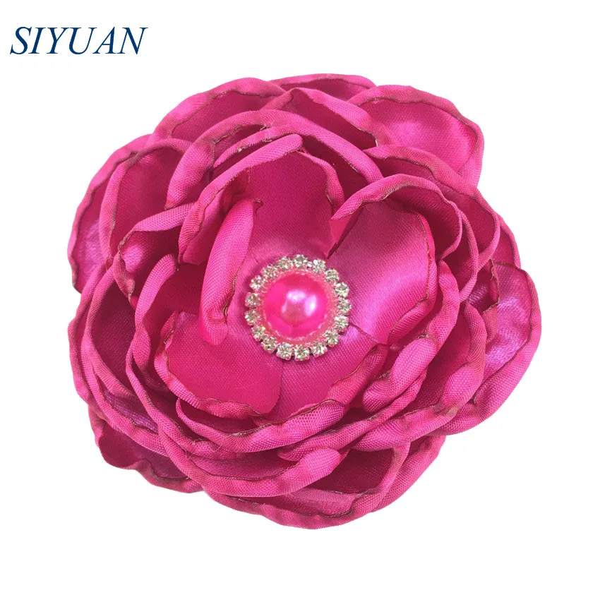 3 шт./лот 4 ''сгоревшие 7 слоев атласные цветы с блестящими стразами головная