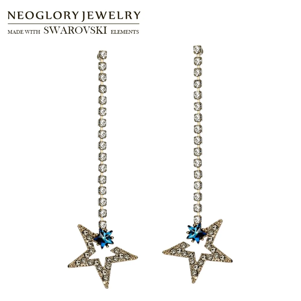 Neoglory Австрия Кристалл и стразы Длинная женская звезда стиль для модной вечеринки