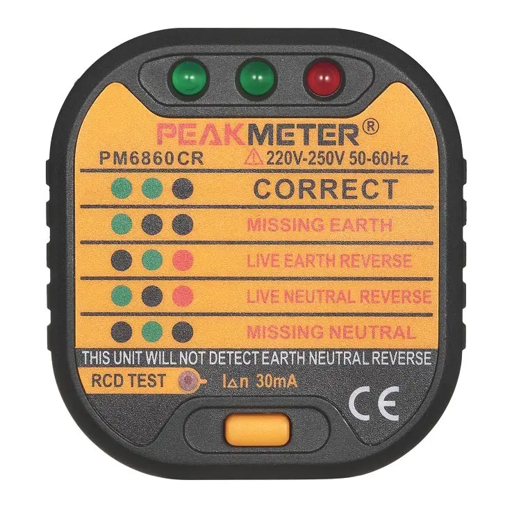 Официальный PEAKMETER PM6860 серия тестовая розетка er 110 В/220 В с GFCI RCD тест автоматический детектор электричества диагностический тест er