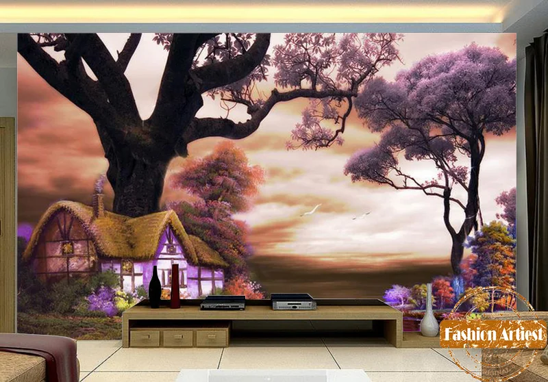 Сказочные обои для детей на заказ сказочные волшебный домик в фантастическом