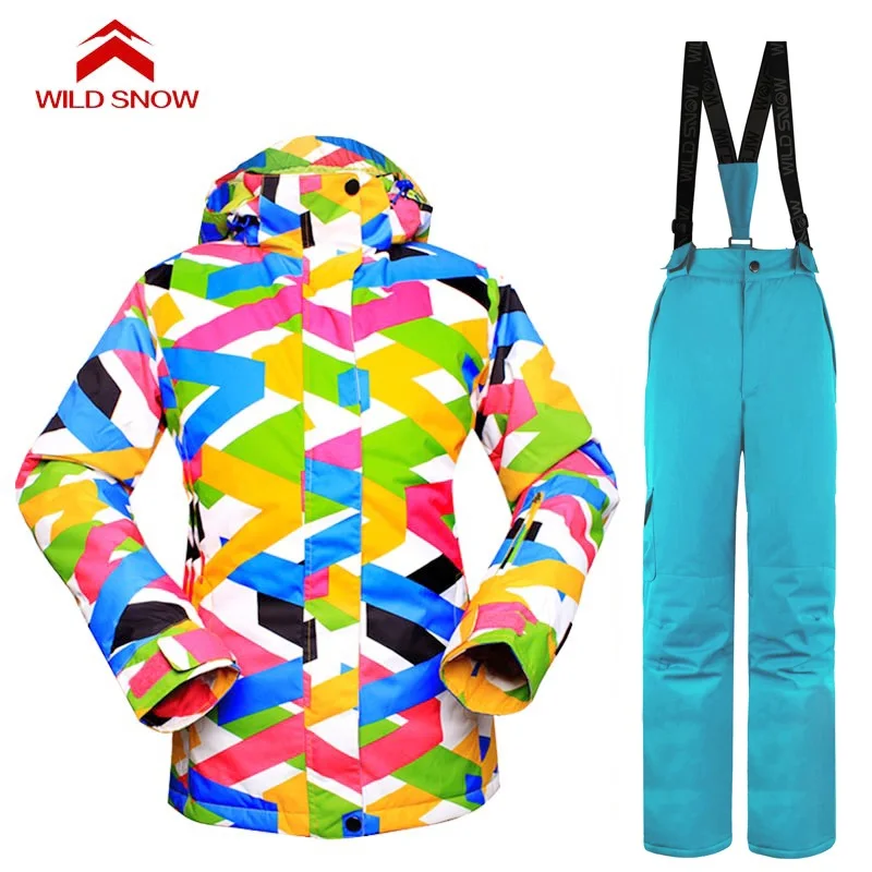 Зимний женский лыжный костюм ветронепроницаемый водонепроницаемый для