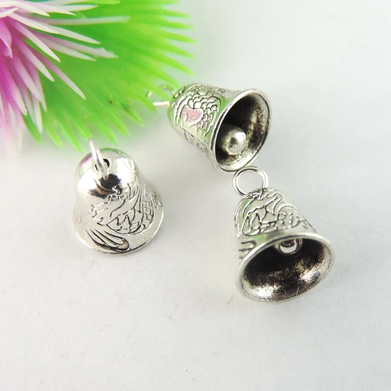 Оптовая продажа 40 шт. подвеска в виде колокольчика из сплава серебристого цвета