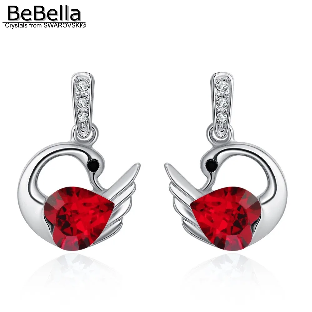 BeBella милые серьги в виде лебедей с кристаллами от Swarovski модные ювелирные изделия