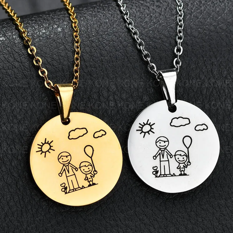 Лидер продаж кулон UZone из нержавеющей стали для всей семьи сына папы ожерелье