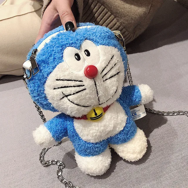 Мультяшная детская сумка мягкая синяя плюшевая Doraemon Cat школьные сумки для