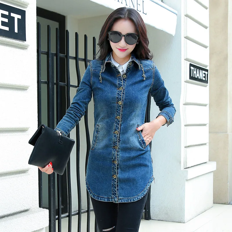 Винтаж Для женщин джинсовая куртка 2017 Женская Повседневное выстиранный джинс