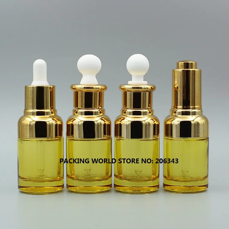 30 мл бутылка капельница из оранжевого стекла с золотым плечом и воротником белая