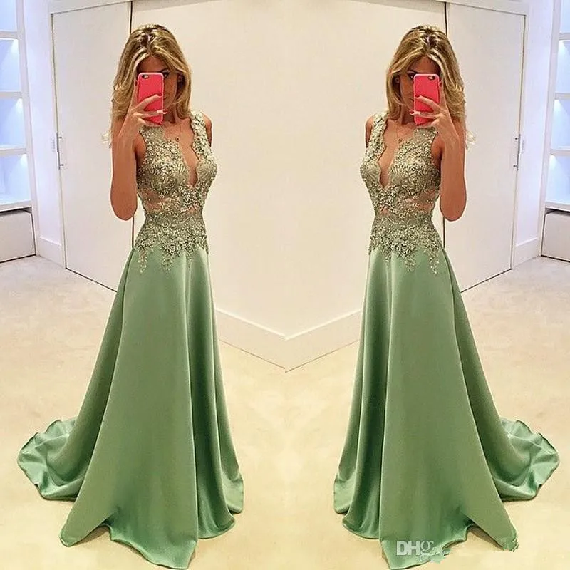 

African Muslim Evening Dresses A-line V-neck Appliques Beaded Islamic Dubai Saudi Arabic Long Formal Evening Gown Prom