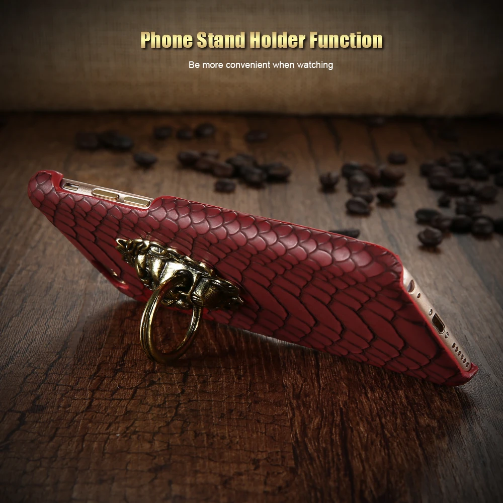 KISSCASE For iPhone X 7 8 Plus Cover Sexy Snake Skin Phone Case 6 6S 3D Lion Head Stand Funda |