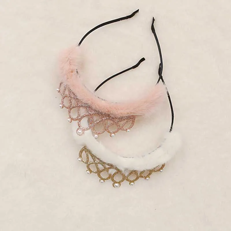 Модная плюшевая диадема с помпоном для девочек Тиары и короны принцессы головной