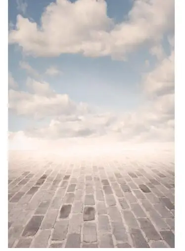 Декорации виниловые тканевые сказочные облака небо кирпичный пол фоны для