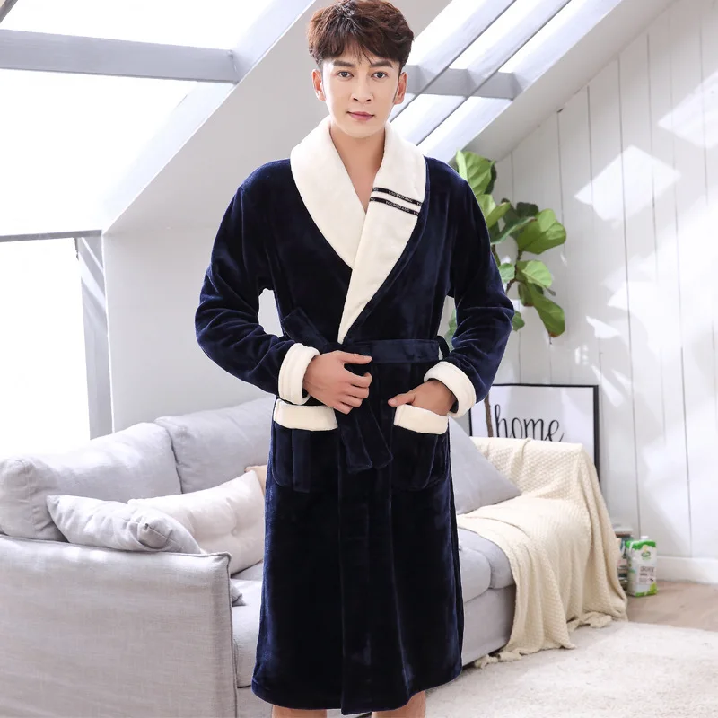 Мужские Фланелевые банные халаты в стиле пэчворк зимний плотный теплый Халат