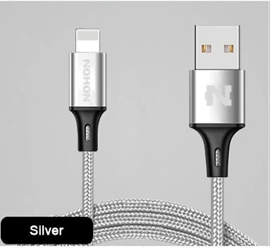 NOHON 8-контактный USB кабель для быстрой зарядки и синхронизации данных для iPhone 7, 7 Plus, 6, 6S Plus, iOS 10, 9, 8, iPad, Кабели USB для мобильных телефонов - Цвет: Silver