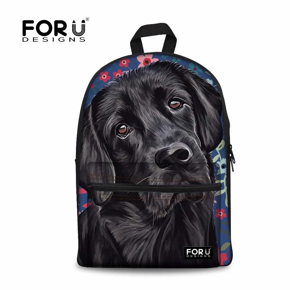 FORUDESIGNS/черная лаборатория милые детские школьные сумки для девочек