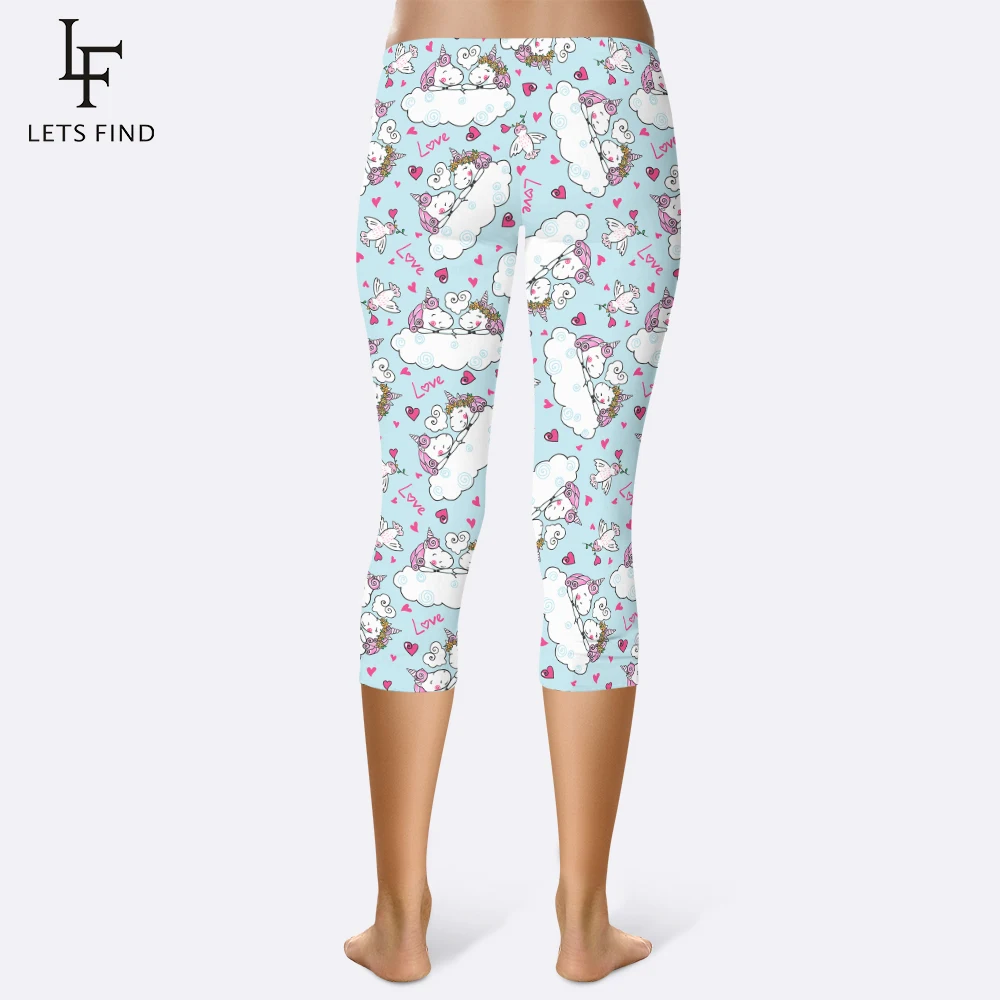 

New High Quality Cute Unicorn Mid Waist Capri Leggings Fashion Pants Present for Your Best Friend Valentine's Day Leggings