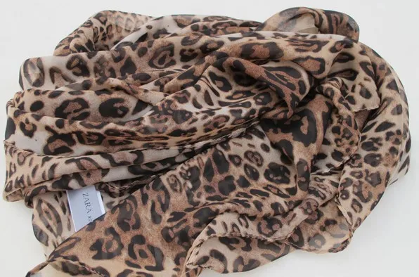 Женский шелковый шарф с леопардовым принтом Осенний мусульманский больших