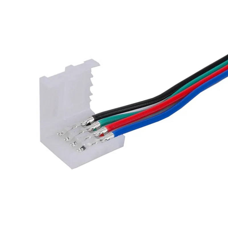 10 шт. 10 мм 4pin RGB Светодиодная лента без пайки, двойной соединитель, кабель с зажимом, Светодиодная лента, Удлинительный провод для 3528/5050 RGB светильник