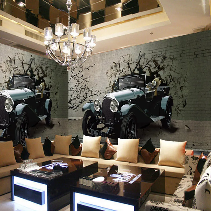 3D обои в винтажном стиле для автомобиля настенная фотообои современном ретро