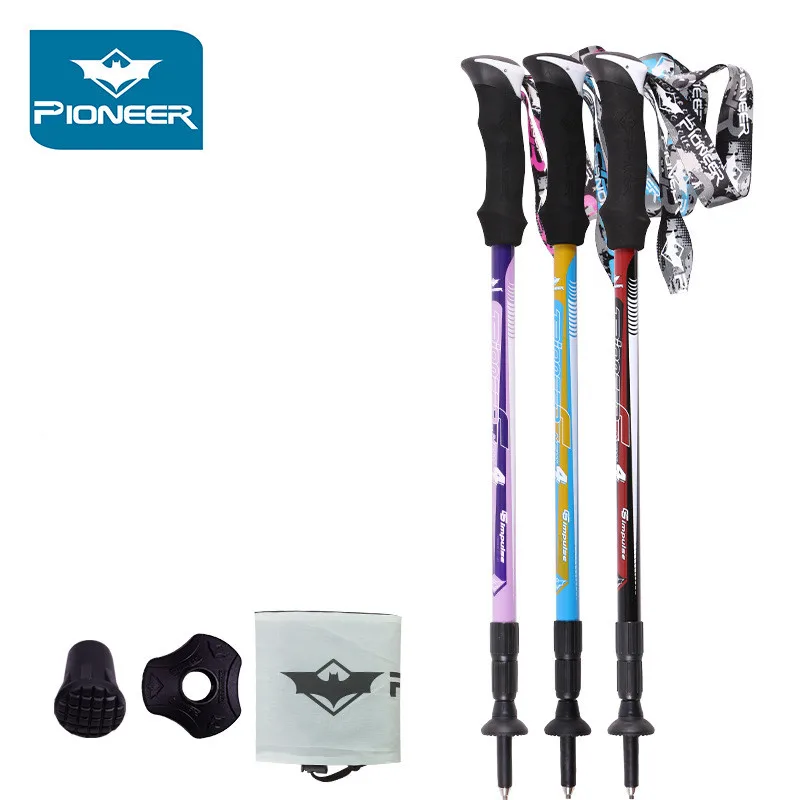 

Pioneer New Hiking Walking Stick Ultra-light Carbon Fiber Alpenstock Climbing Camping Trekking Matraque Telescopic Canes Pole