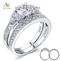 peacock star vintage style 1 ct sterling 925 silver 2 pc wedding anniversary engagement ring set jewelry cfr8102