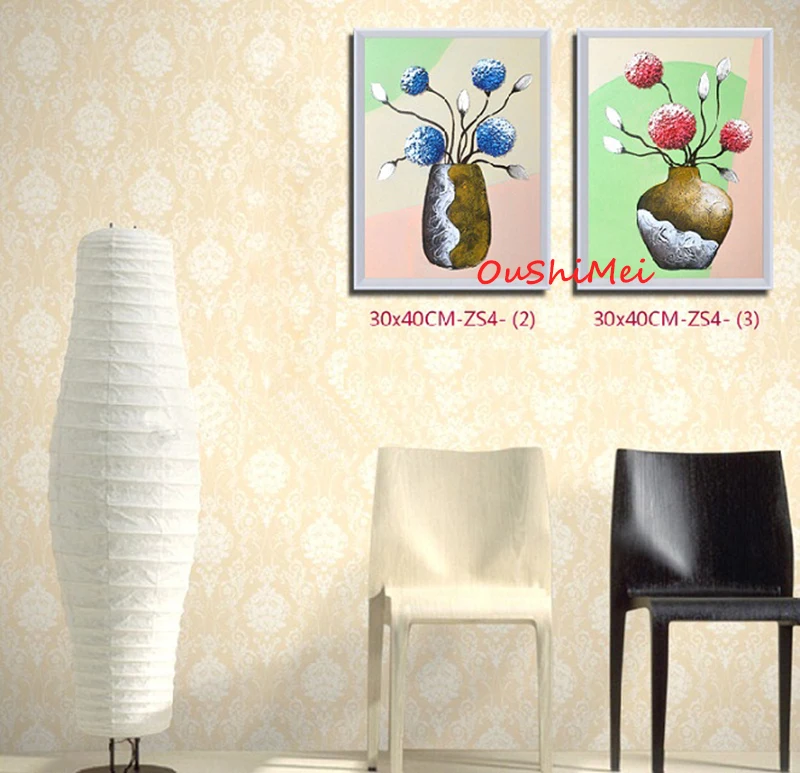 Ручная роспись маслом абстрактные цветы на стене цветочный горшок картина для