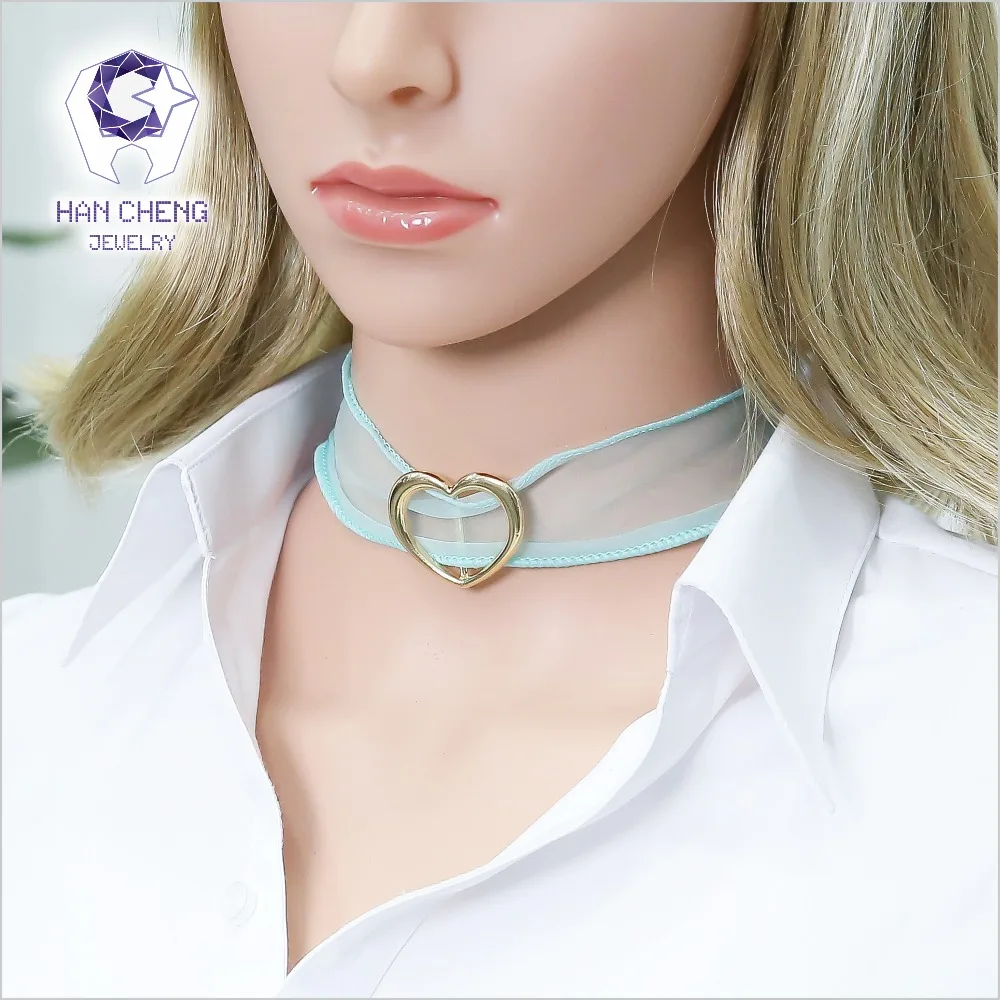 Новинка Модное Длинное металлическое ожерелье чокер HanCheng из муслиновой ленты