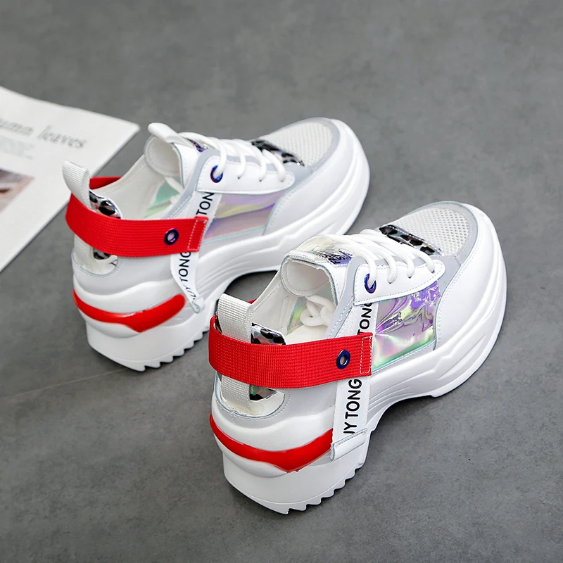 2020 летние дышащие сетчатые кроссовки Женская кожаная повседневная модная