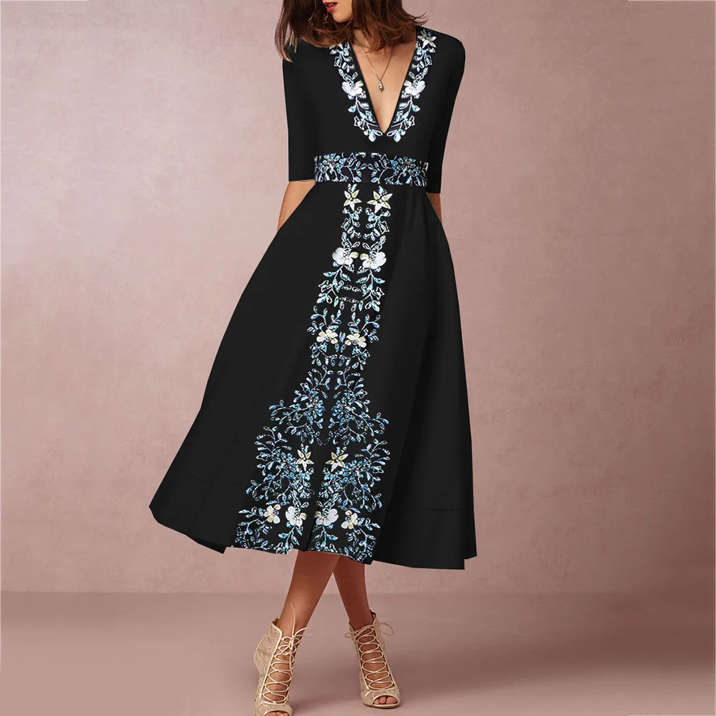 Женское винтажное платье длинное вечернее черного цвета 2019|Женские платья| |