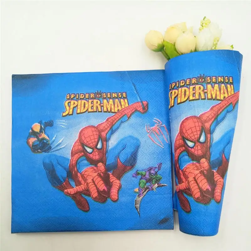 Napkin 20 pcs Костюм супергероя "Человек-паук" для дня рождения украшения, товары для вечеринки для маленьких мальчиков посуда скатерть чашки тарелки баннер сувениры Подарки Комплекты для малышей - Цвет: Napkin 20 pcs