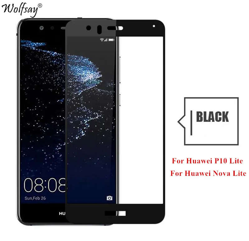 Защита для экрана Huawei P10 Lite стекло закаленное Круглое Nova Полное покрытие пленка