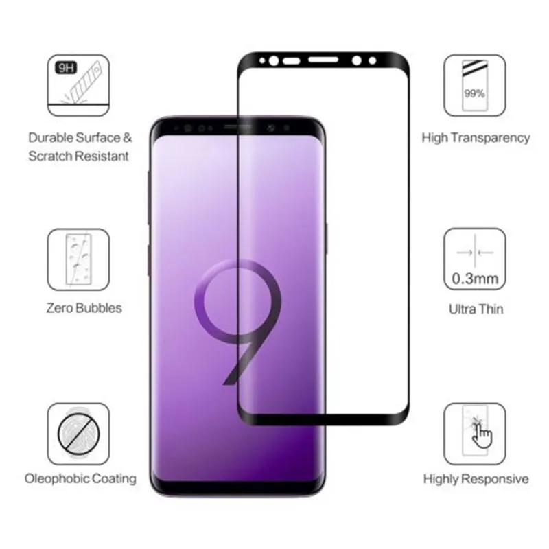 Закаленное стекло для Samsung Galaxy S9/S9 Plus 3D Защитная пленка экрана прозрачная задняя