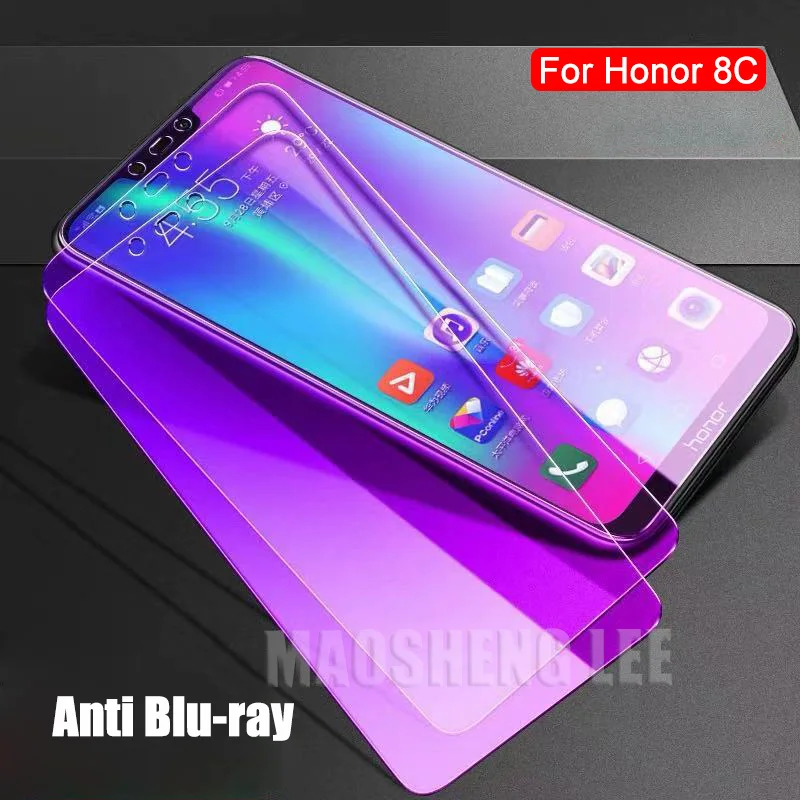 2 шт./лот, полностью закаленное стекло для huawei honor 8X 8C, Защитное стекло для экрана 9 H, анти-Blu-ray, закаленное стекло для huawei honor 8c