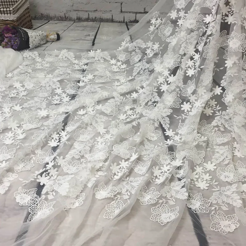 Высококачественная Белая вышивка африканская кружевная ткань модная женская