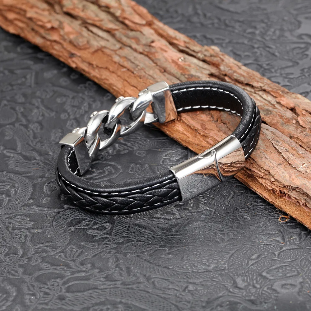 Популярный браслет из воловьей кожи кожаный нержавеющей стали влюбленных