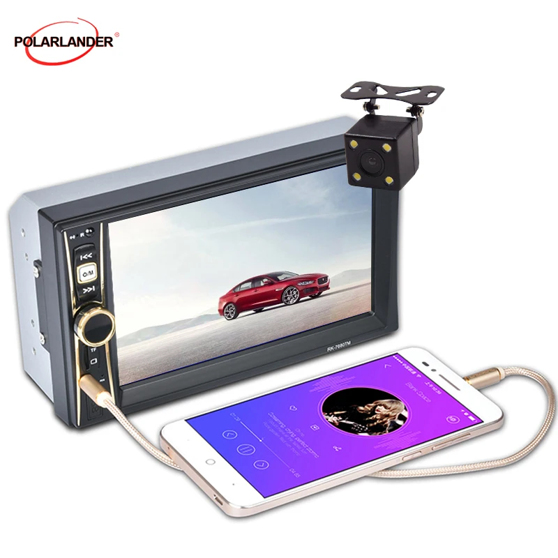

USB TF Auto Electronics 6.6'' HD Touch Screen In Dash Stereo Radio FM MP4 MP5 Audio 2 Din Car Video Player Bluetooth