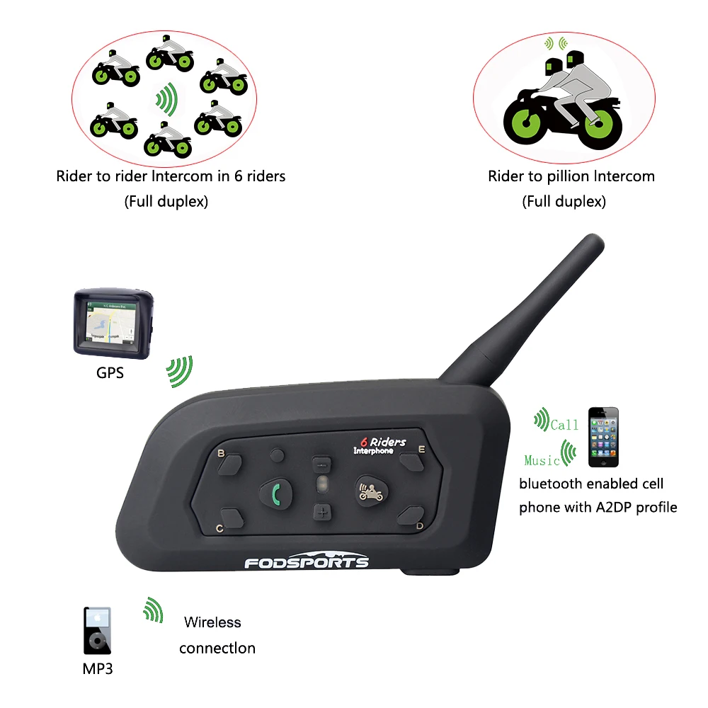 Новые мягкие наушники! 2 шт V6-1200 Pro мотоциклетный шлем bluetooth гарнитура домофон для 6 всадников BT переговорные стерео музыка
