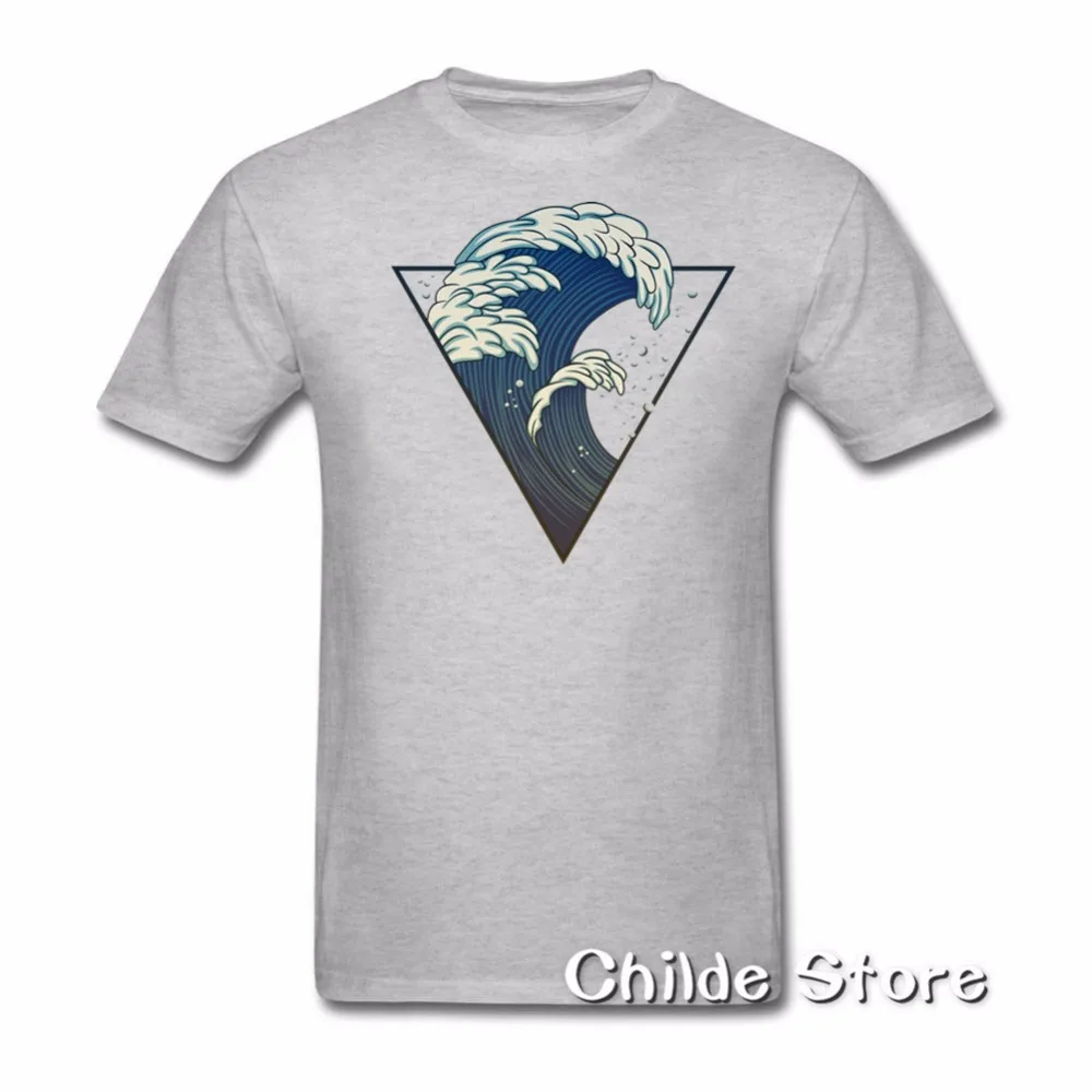 2018 летние Треугольники Mountain и море печати Прохладный О образным вырезом Футболка
