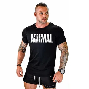 Мужская хлопковая футболка с надписью ANIMAL, с круглым вырезом, мягкая, для фитнеса, упражнений, для лета, разные цвета